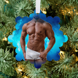 SlipperyJoe's muskulöser bärtiger Mann oberkörperf Ornament Karte