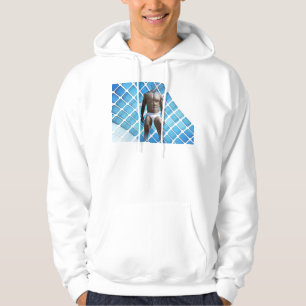 SlipperyJoe's muskulöser Mann Six-Pack weißer Unte Hoodie