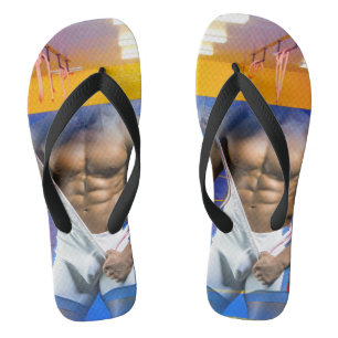 SlipperyJoe's muskulöser Mann Wölbung Sechs-Pack F Flip Flops