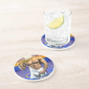 SlipperyJoe's muskulöser Mann wütet Sechserpack-Gy Getränkeuntersetzer