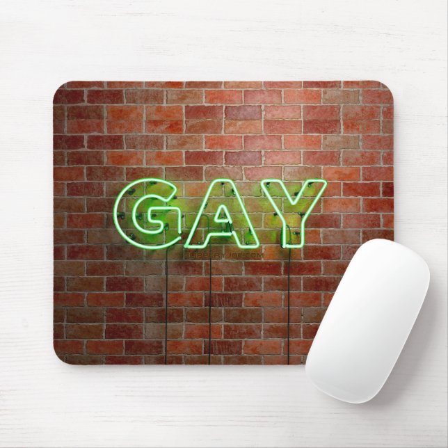 SlipperyJoe's neon Gay Sign green Stein Wand Wort Mousepad (Mit Mouse)