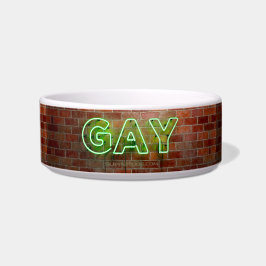 SlipperyJoe's neon Gay Sign green Stein Wand Wort Napf