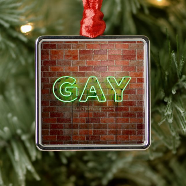 SlipperyJoe's neon Gay Sign green Stein Wand Wort Ornament Aus Metall (Baum)