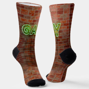 SlipperyJoe's Neon-Schwulen-Schild grüne Ziegelwan Socken
