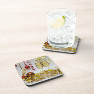 SlipperyJoe's Neujahrsfeier Toast golden Getränkeuntersetzer