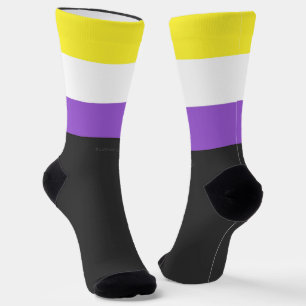 SlipperyJoe's Nonbinäre Pride-Flagge gelb weiß pu Socken