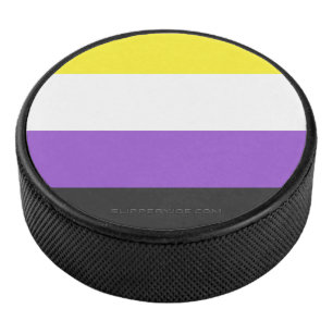 SlipperyJoe's Nonbinary Pride Flag gelb weiß lila Eishockey Puck