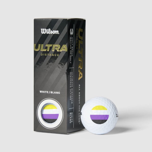 SlipperyJoe's Nonbinary Pride Flag gelb weiß pu Golfball (Verpackungen)