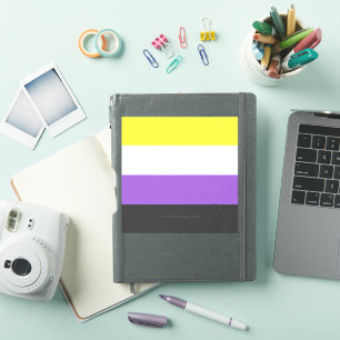 SlipperyJoe's Nonbinary Pride-Flagge gelb weiß lil Aufkleber