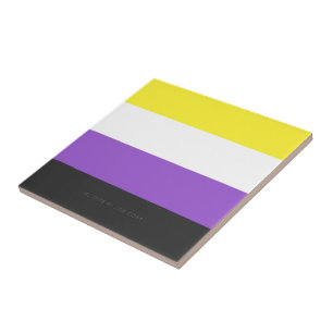 SlipperyJoe's Nonbinary-Stolzflagge gelb weiß lila Fliese