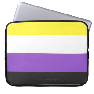 SlipperyJoe's Nonbinary-Stolzflagge gelb weiß lila Laptopschutzhülle