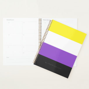 SlipperyJoe's Nonbinary Stolzflagge gelb weiß lila Planer