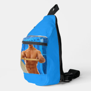 SlipperyJoe's oberkörperfreier muskulöser Mann Abs Crossbody Bag