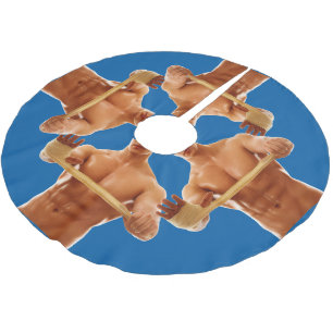 SlipperyJoe's oberkörperfreier muskulöser Mann Bau Polyester Weihnachtsbaumdecke