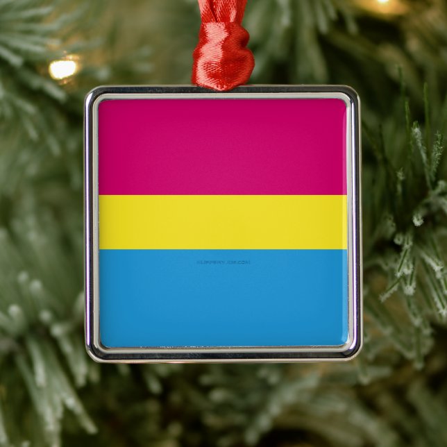 SlipperyJoe's pansexual Stolz Flag Gender-blinde p Ornament Aus Metall (Baum)
