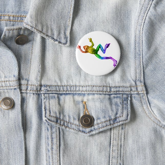 SlipperyJoe's Pride Frog-Figur Lebhaft farbig Button (Beispiel)