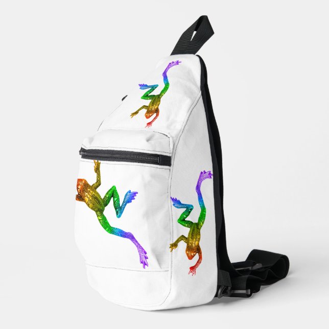 SlipperyJoe's Pride Frog-Figur Lebhaft farbig Crossbody Bag (Rechte Ecke)