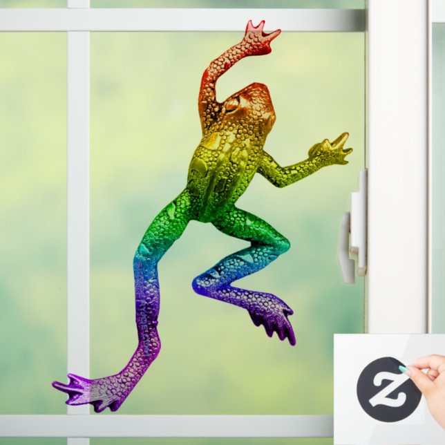 SlipperyJoe's Pride Frog-Figur Lebhaft farbig Fensteraufkleber (Zuhause)