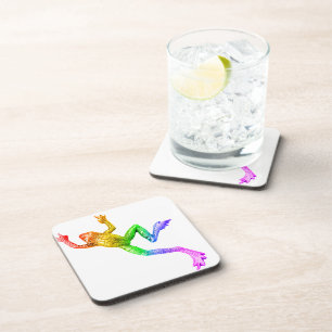 SlipperyJoe's Pride Frog-Figur Lebhaft farbig Getränkeuntersetzer