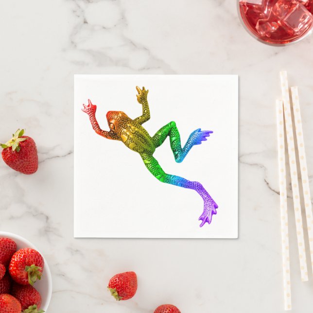 SlipperyJoe's Pride Frog-Figur Lebhaft farbig Serviette (Beispiel)