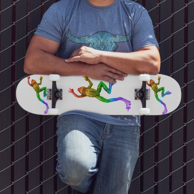 SlipperyJoe's Pride Frog-Figur Lebhaft farbig Skateboard (Außenbereich 3)