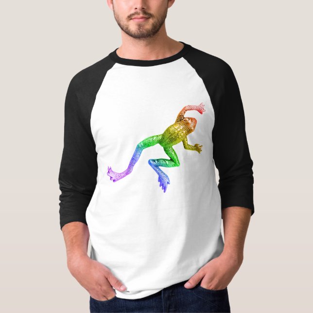 SlipperyJoe's Pride Frog-Figur Lebhaft farbig T-Shirt (Vorderseite)