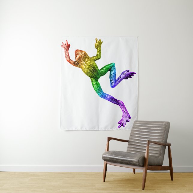 SlipperyJoe's Pride Frog-Figur Lebhaft farbig Wandteppich (Beispiel)