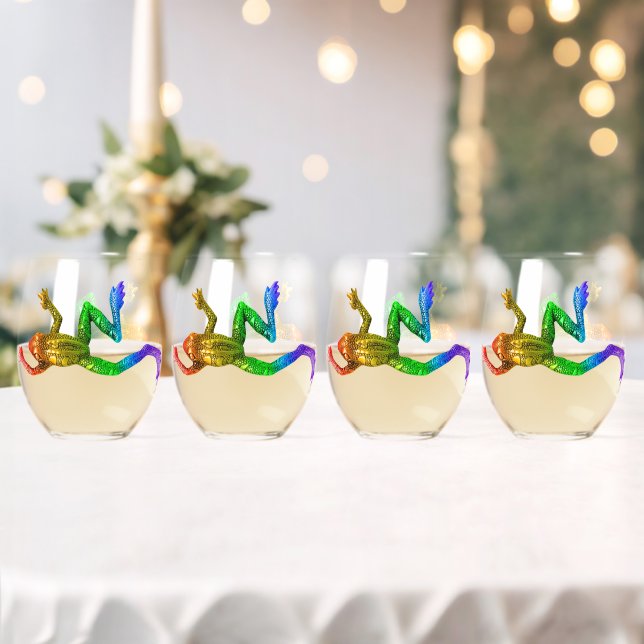 SlipperyJoe's Pride Frog-Figur Lebhaft farbig Weinglas Ohne Stiel (Insitu (Hochzeit))