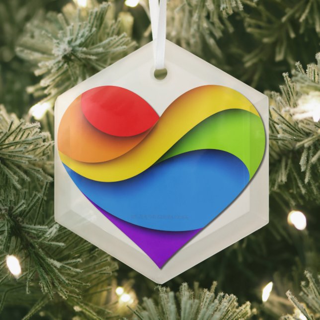 SlipperyJoe's Pride Heart Curves Ornament Aus Glas (Insitu)