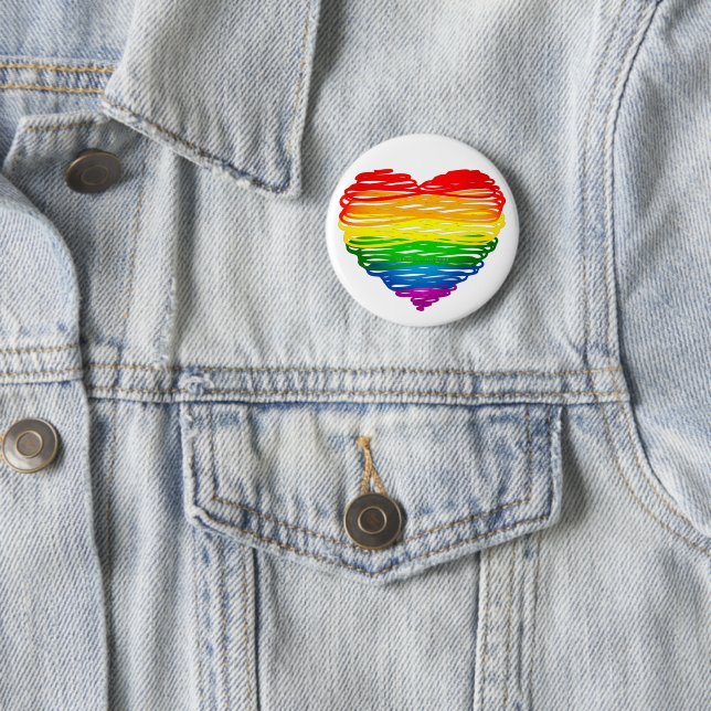 SlipperyJoe's Pride Heart Kritzeleien Herzform  Button (Beispiel)