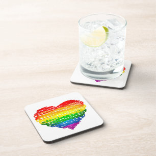 SlipperyJoe's Pride Heart Kritzeleien Herzform  Getränkeuntersetzer