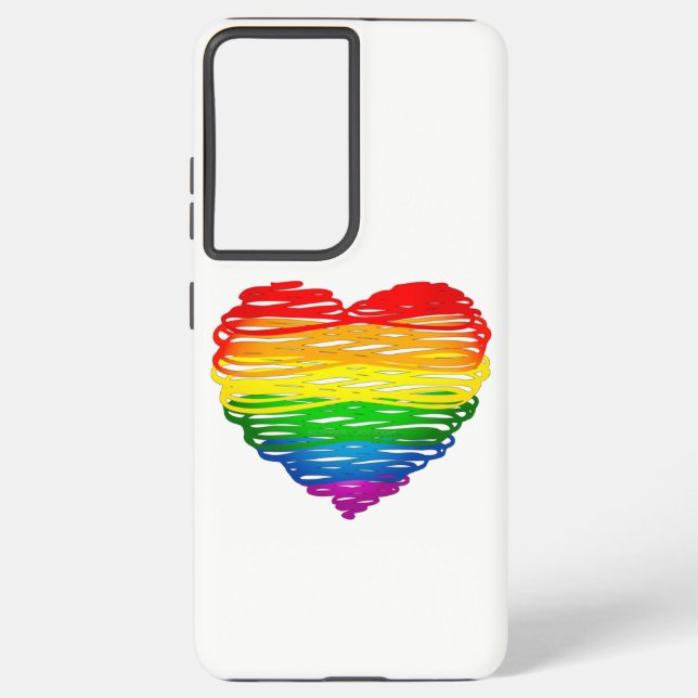 SlipperyJoe's Pride Heart Scribbles Herzform dr Samsung Galaxy Hülle (Rückseite)