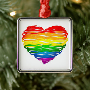 SlipperyJoe's Pride Herz Kritzeleien Herzform  Ornament Aus Metall