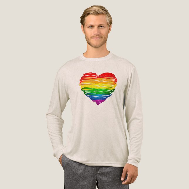 SlipperyJoe's pride scribbled heart shape drawing  Tri-Blend Shirt (Volle Vorderseite)