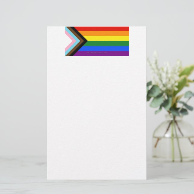 SlipperyJoe's Progress Pride Flag Gay-Geschenke LG Briefpapier (Stehend Vorderseite)