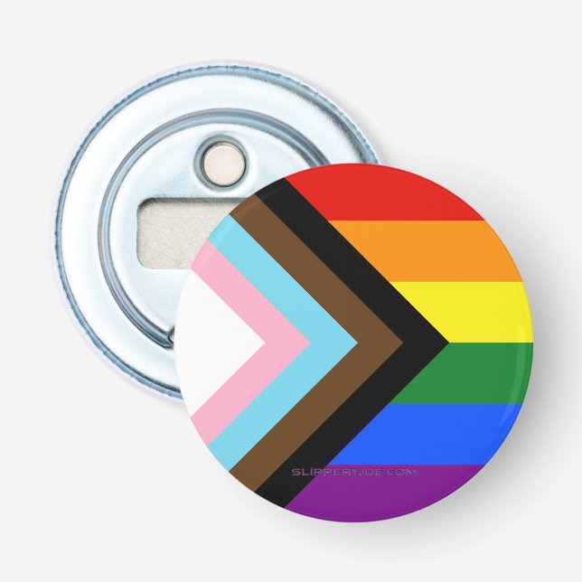 SlipperyJoe's Progress Pride Flag Gay-Geschenke LG Flaschenöffner (Vorderseite)