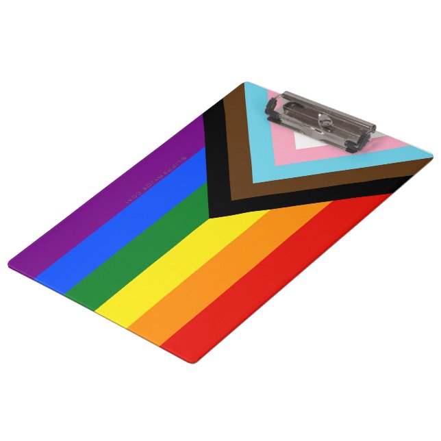 SlipperyJoe's Progress Pride Flag Gay-Geschenke LG Klemmbrett (Schrägansicht)