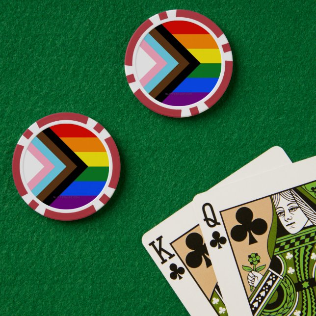 SlipperyJoe's Progress Pride Flag Gay-Geschenke LG Pokerchips (Pokertisch (doppelt))