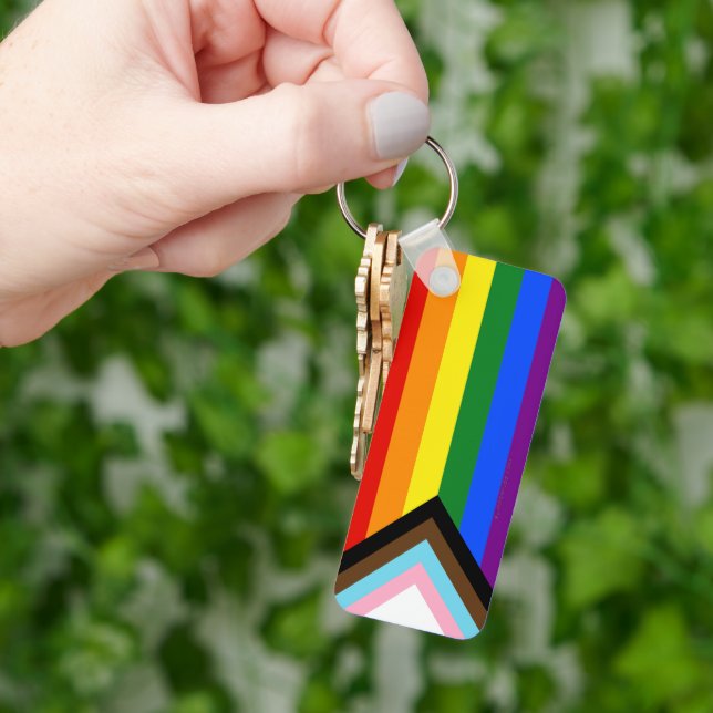 SlipperyJoe's Progress Pride Flag Gay-Geschenke LG Schlüsselanhänger (Hand)