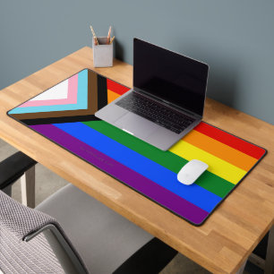 SlipperyJoe's Progress Pride Flag Gay-Geschenke LG Schreibtischunterlage