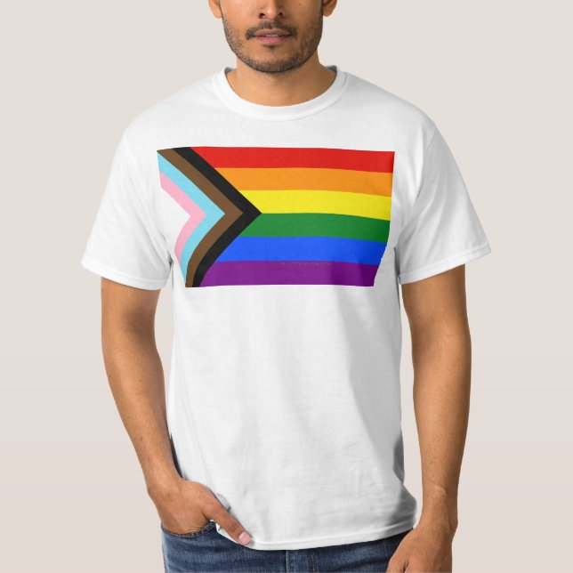 SlipperyJoe's Progress Pride Flag Gay-Geschenke LG T-Shirt (Vorderseite)