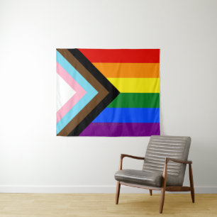 SlipperyJoe's Progress Pride Flag Gay-Geschenke LG Wandteppich