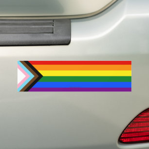 SlipperyJoe's Progress Pride Flag sechs klassische Autoaufkleber