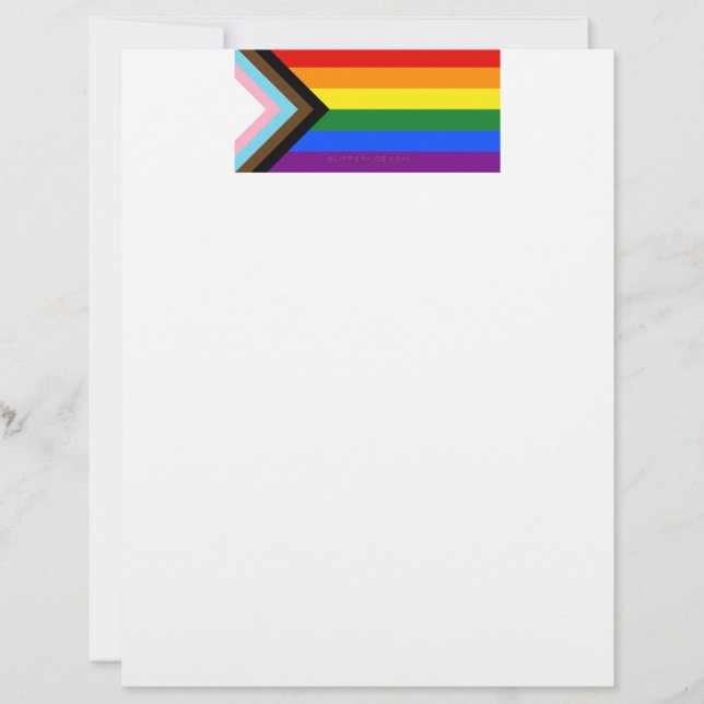 SlipperyJoe's Progress Pride Flag sechs klassische Briefbogen (Vorderseite)