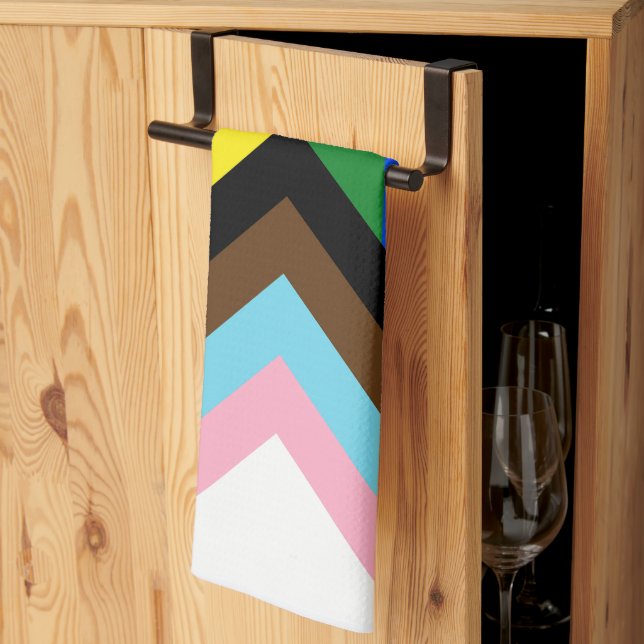 SlipperyJoe's Progress Pride Flag sechs klassische Geschirrtuch (Drittel gefaltet)