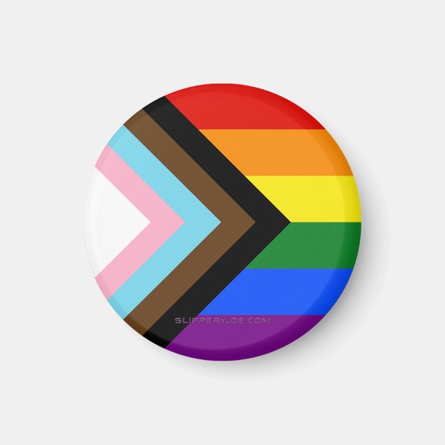 SlipperyJoe's Progress Pride Flag sechs klassische Magnet (Vorne)