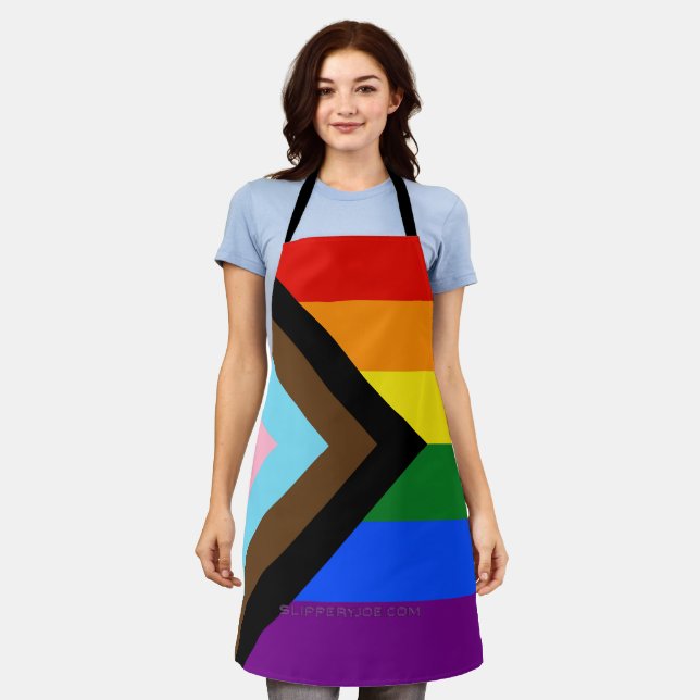 SlipperyJoe's Progress Pride Flag sechs klassische Schürze (Getragen)