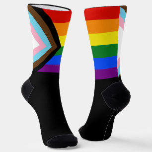 SlipperyJoe's Progress Pride Flag sechs klassische Socken