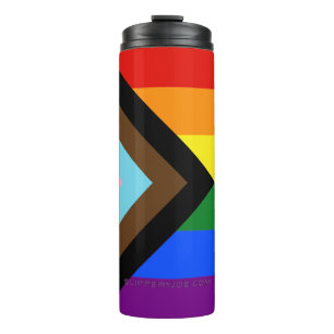 SlipperyJoe's Progress Pride Flag sechs klassische Thermosbecher