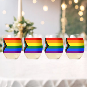 SlipperyJoe's Progress Pride Flag sechs klassische Weinglas Ohne Stiel